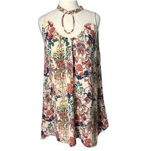 Umgee Women's Floral Retro Sundress Lace Keyhole Chest Boho Peasant Size Large